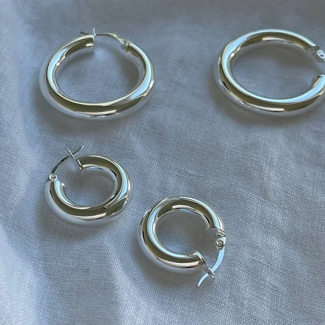 accessory Chunky Sterling Silver Hoop Earrings Etsy - Tenedosjewellery $29.99