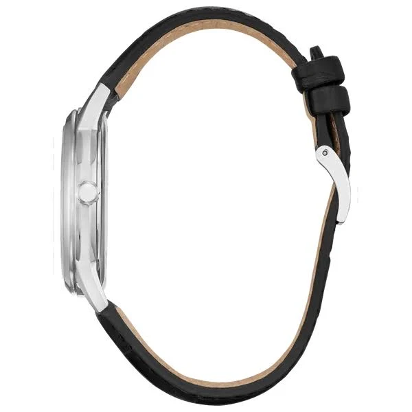 accessory Citizen Men's Classic Silver-Tone and Black Leather Band Eco-Drive Watch Gerald's Jewelry $162.5