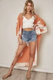 kimono Clay Tie-Dye Kimono - Cover-Up Long Kimono | Boho Pink Boho Pink $54