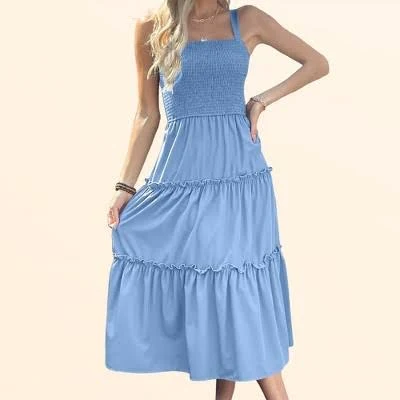 dress Clearlove Women's Wide Strap Smocked Tiered Ruffle Maxi Dress Target $35.99