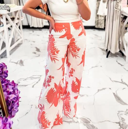trousers Coral Crush Printed Pants Bella V Boutique $49