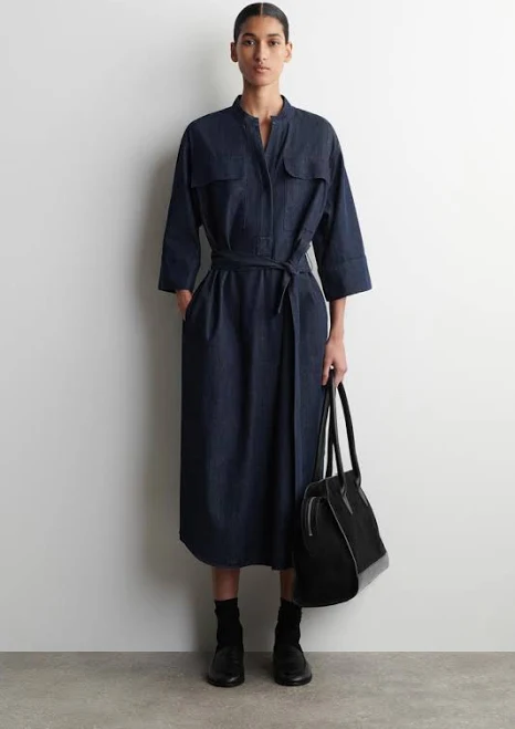 dress Cos Women's Denim Utility Midi Shirt Dress COS US $139