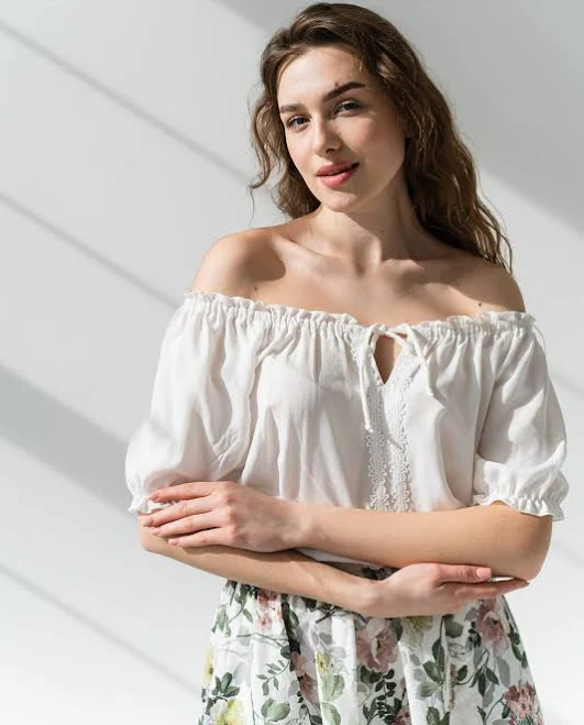 top Cottagecore Peasant Blouse with Lace Up Cotton Etsy - EtnoSoul $90.1