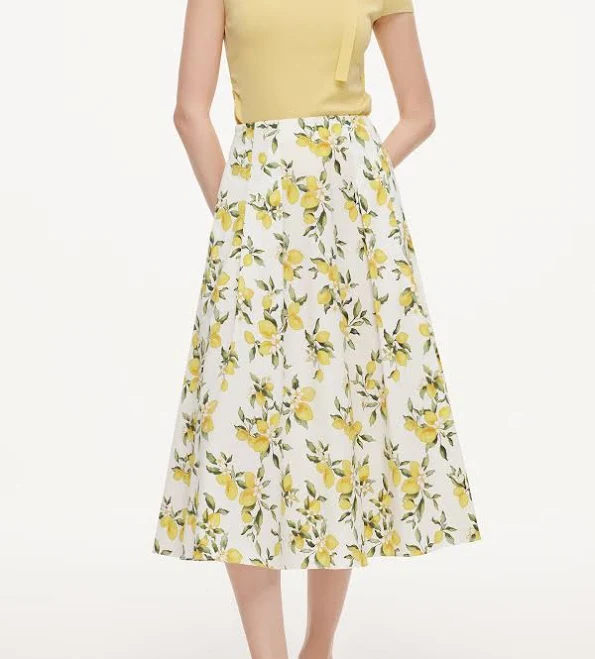 skirt Cotton A-Line Skirt with Lemon Print Goelia $99
