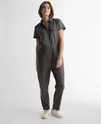 jumpsuit Cotton Linen Twill Short Sleeve Coverall Jumpsuit Quince $79.9