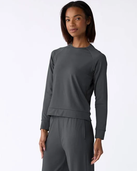 matching set Cozy Earth Women's Brushed Bamboo Viscose Wide Leg Pants & Pullover Set Cozy Earth $174