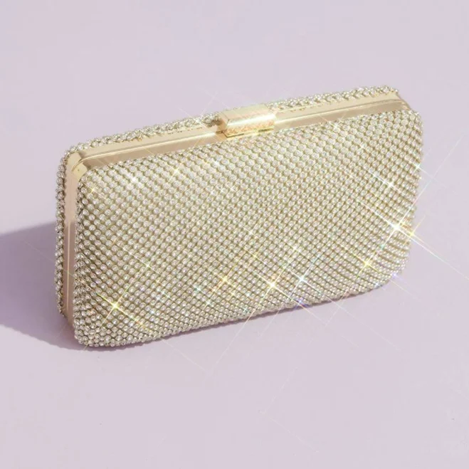bag David's Bridal Crystal Minaudiere Evening Clutch with Chain Strap David's Bridal $29.99