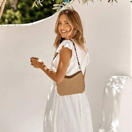 bag dayi Women Straw Small Crossbody Bag Handmade Woven Shoulder Handbag Summer Beach Purse with Guitar Strap | Straw, Small, Handmade, Woven, Shoulder, Walmart - dayishangmao $45.98