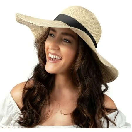 accessory Debra Weitzner Women Floppy Sun Hat with Wide BrimFoldable Roll-Up Straw Beach Hat UPF 50 Walmart - Debra Weitzner $17.99