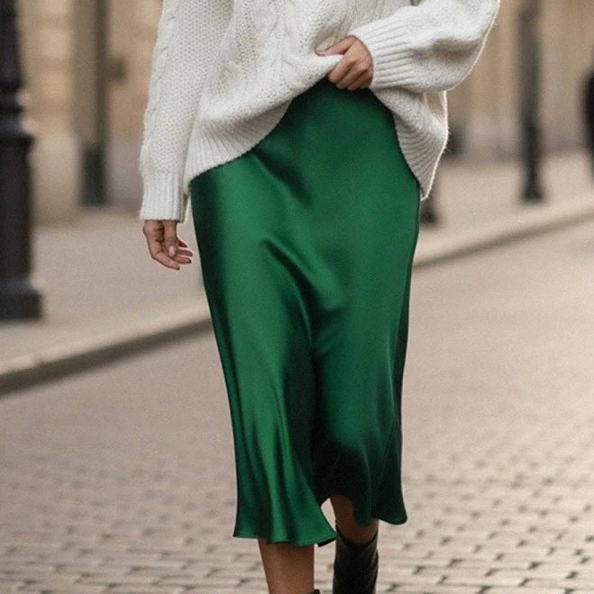 skirt Designer Bias Satin Midi Skirt Shahida Parides $179