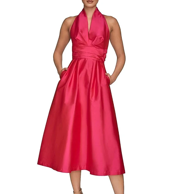 dress Donna Karan New York Women's Taffeta Halterneck Midi-Dress Saks Fifth Avenue $199