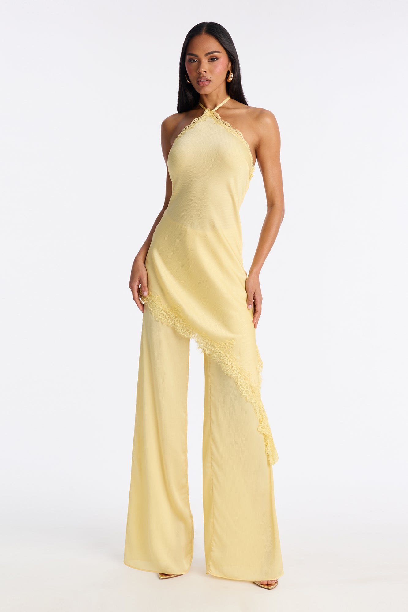 jumpsuit Dream In Lace Wide Leg Jumpsuit - Yellow Fashion Nova $49.99