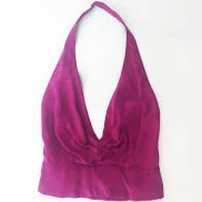 halter top Dreamy SHERI BODELL HALTER Top, Fuchsia-Pink Silk Halter Top, Fantastic Silk Top, Pink Rhinestone Buttons, Fully Lined With Silk, Open Back Etsy $95
