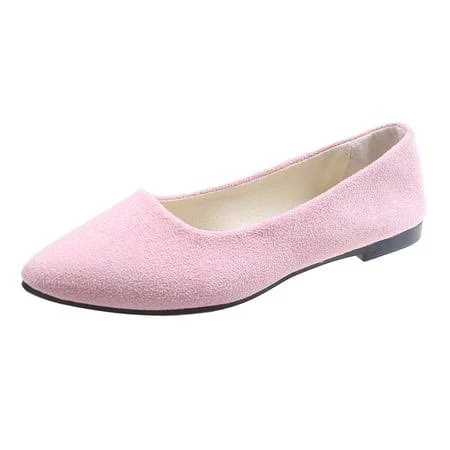 shoes Dweltoz Ballet Flats Women Slip on Closed Toe Pointed Lightweight Dress Shoes Dressy Cute Solid Color Suede Shallow Shoe,Light pink 36, Women's Walmart - Dweltoz $19.99