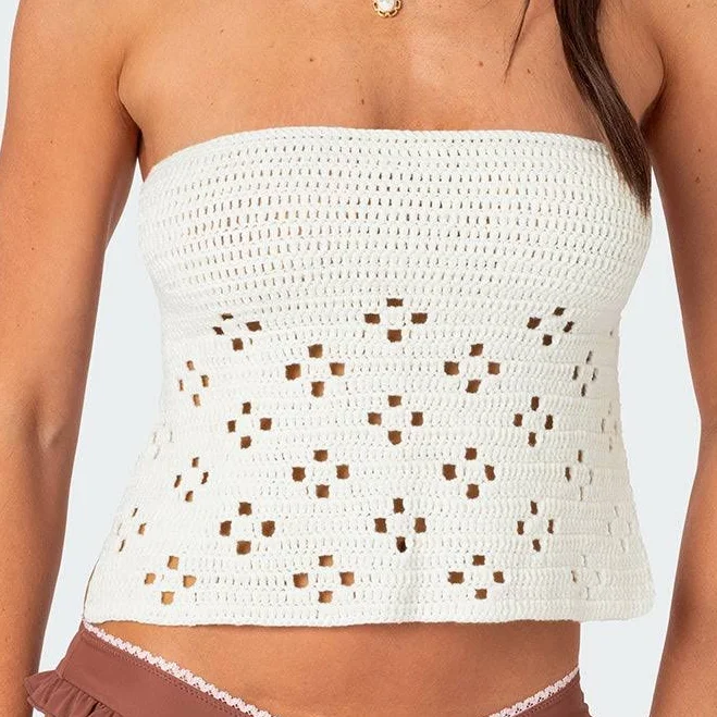 top Edikted Women's Niki Crochet Strapless Top edikted $10.4