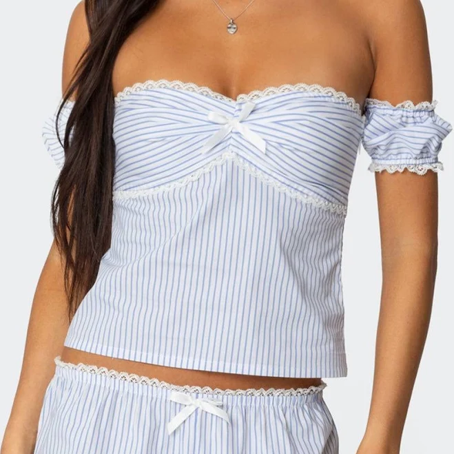 off-shoulder top Edikted Women's Taryn Off-the-Shoulder Striped Top edikted $21.6