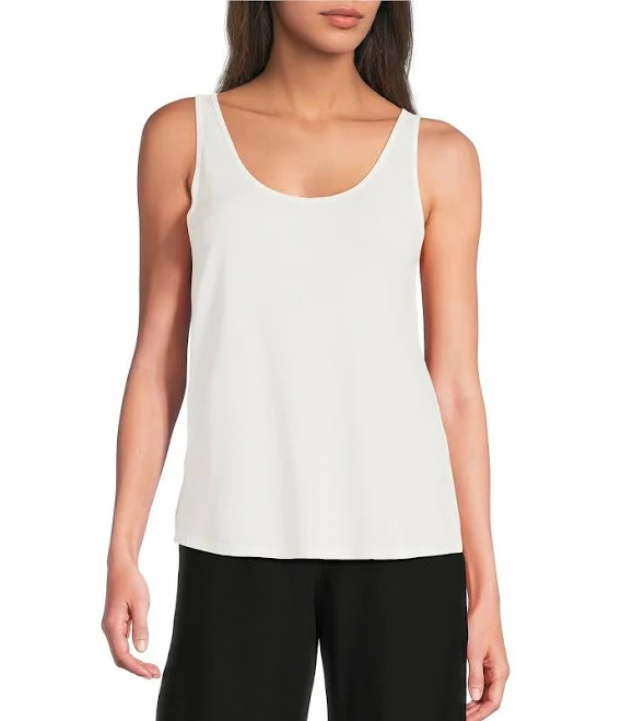 top Eileen Fisher Women's Slim Fit Scoop Neck Silk Tank Dillard's $118