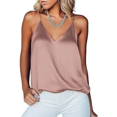 top Ekouaer Women's Silk Satin V-Neck Camisole Tank Tops Target $16.99