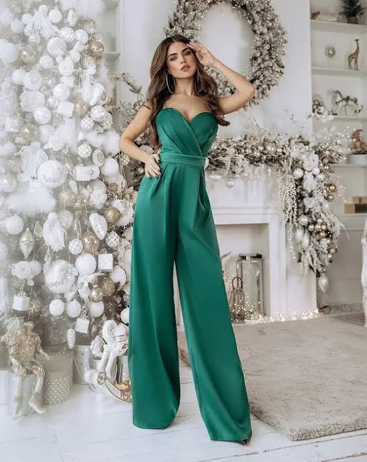 jumpsuit ELAGIA Women's Wide-Leg Satin Jumpsuit Elagia $149