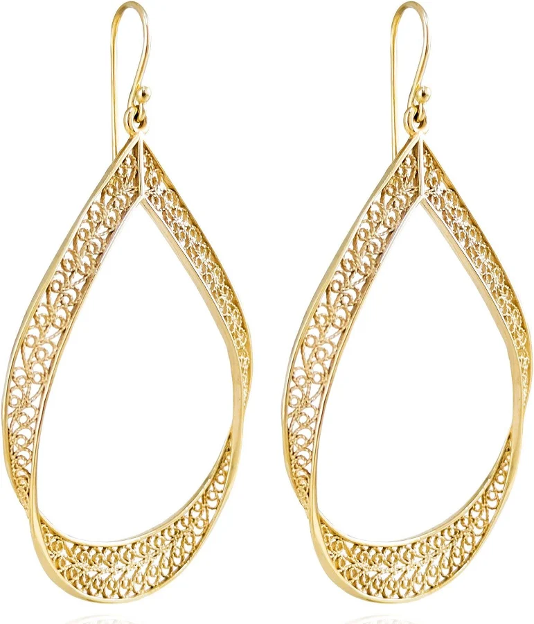 accessory Elegant Gold Teardrop Filigree Earrings Etsy - Seller $49.99