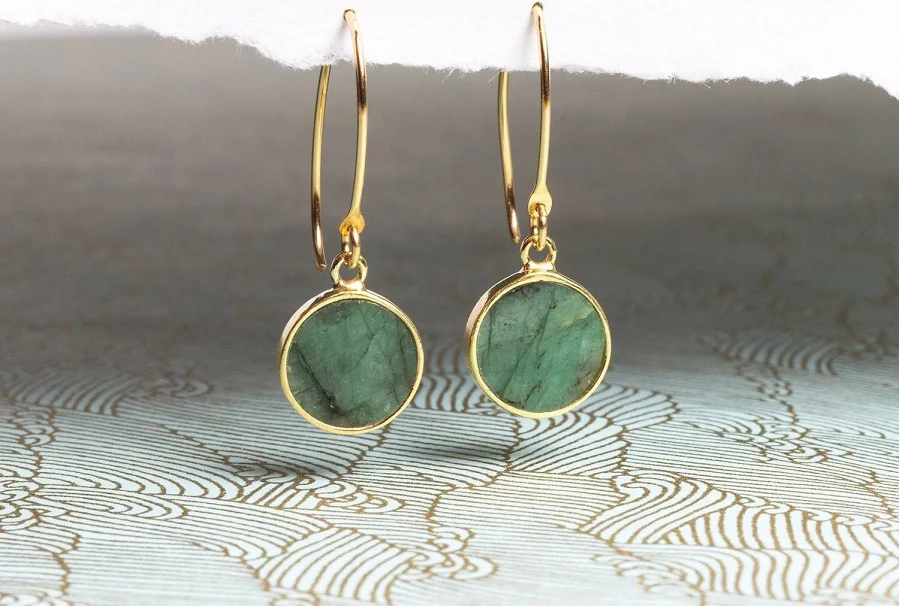 accessory Emerald Gold Drop Earrings Soul & Little Rose $64