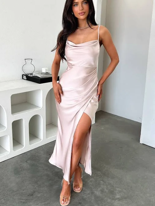dress Evelyn Cowl Neck Satin Midi Dress Thats So Fetch $54.99