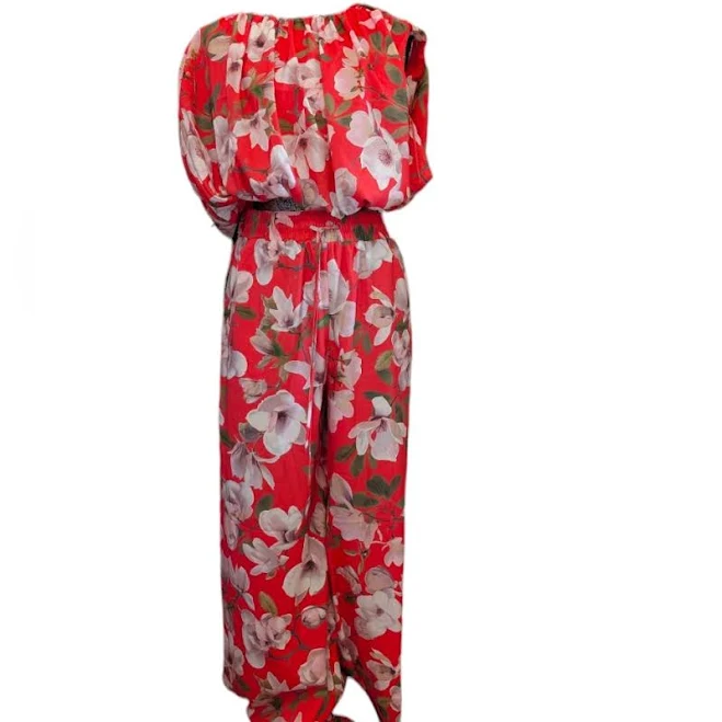matching set Express Pants & Jumpsuits | Nwt Express 2 Piece Set Wide Leg Pants And Sleeveless Blouse Floral Coral Pink | Color: Orange/Pink | Size: Xs | Dewood337 Poshmark $98