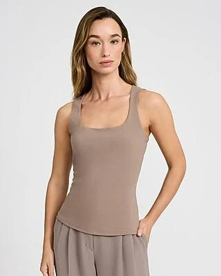 top Express Women's Bodycon Light Compression Stretch Cotton Square Neck Tank Top Express $20.4