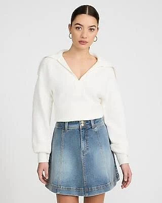 skirt Express Women's High-Waisted A-Line Flounce Denim Skirt Express $68