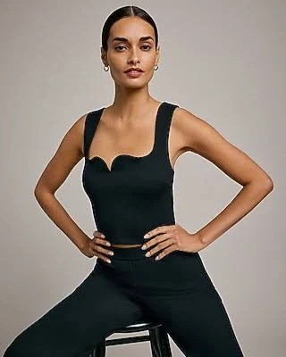top Express Women's Signature Ponte Curved Sweetheart Neckline Crop Top Express $34.8