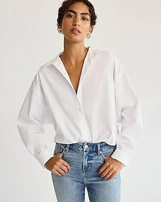 outerwear Express Women's Stretch Cotton Poplin Oversized Shirt Express $50