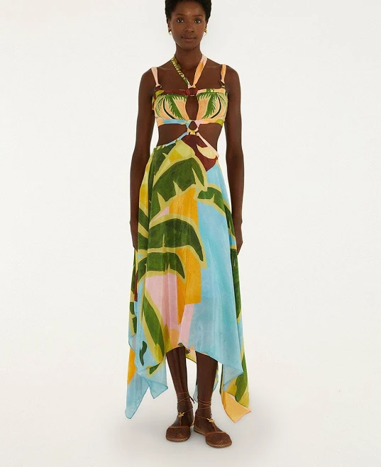 dress FARM Rio Tropical Painting Cutout Maxi Dress Farm Rio $298