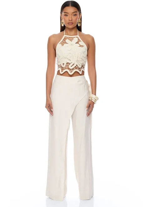two piece set Fashion Nova Cropped Halter Crochet Pant Set Fashion Nova $66.99