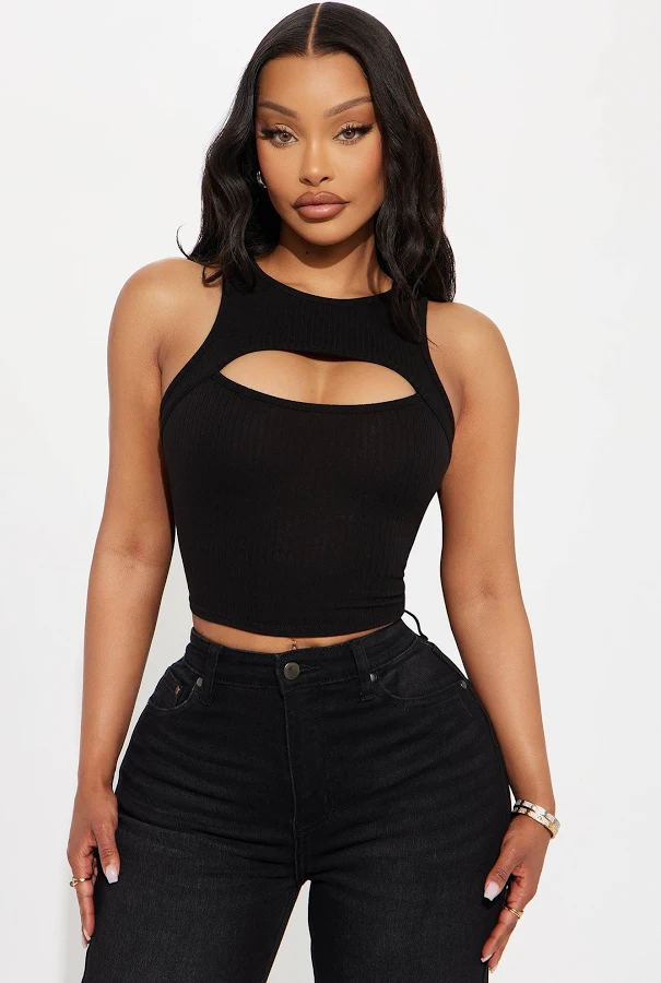top Fashion Nova Cut Out Sleeveless High Neck Cropped Bodysuit Fashion Nova $8