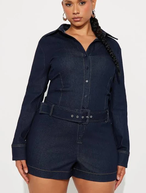 romper Fashion Nova Francesca Long Sleeve Denim Romper Fashion Nova $17.98