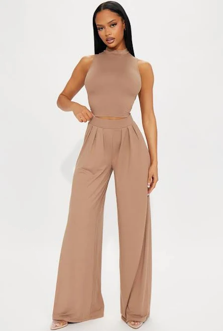 matching set Fashion Nova Sleeveless Tank Top and Wide Leg Pant Set Fashion Nova $29.99