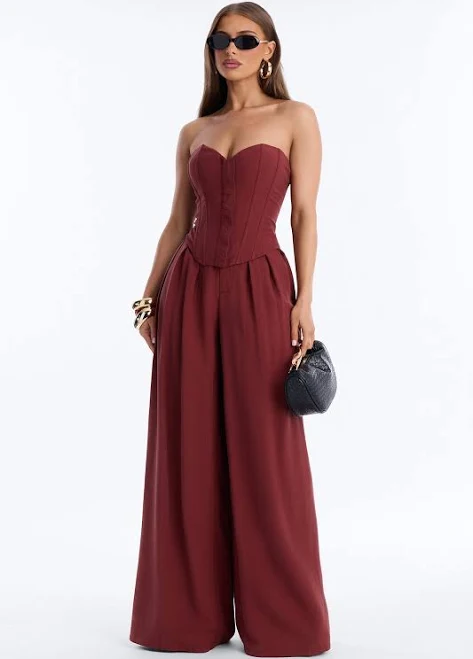 matching set Fashion Nova Strapless Linen Corset Wide Leg Pant Set Fashion Nova $27.5