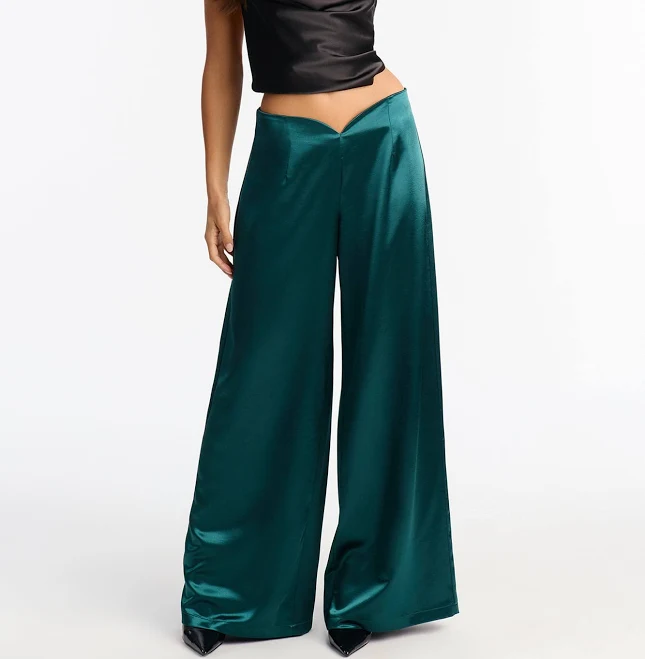pants Fashion Nova Sweet Serenade Satin Wide Leg V Front Pants Fashion Nova $7.98