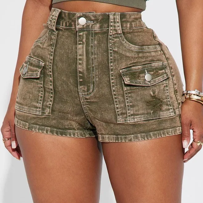 shorts Fashion Nova Women's Up For The Challenge Cargo Denim Shorts Fashion Nova $27.99