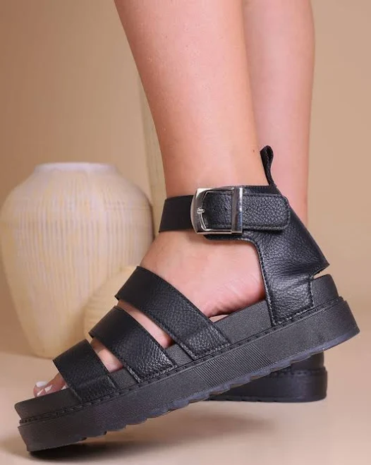 shoes Faux Leather Chunky Gladiator Sandals missmodaluxe $25