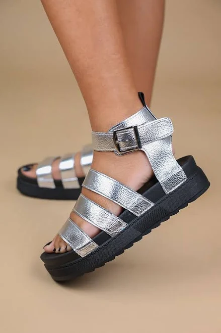 shoes Faux Leather Chunky Gladiator Sandals missmodaluxe $25