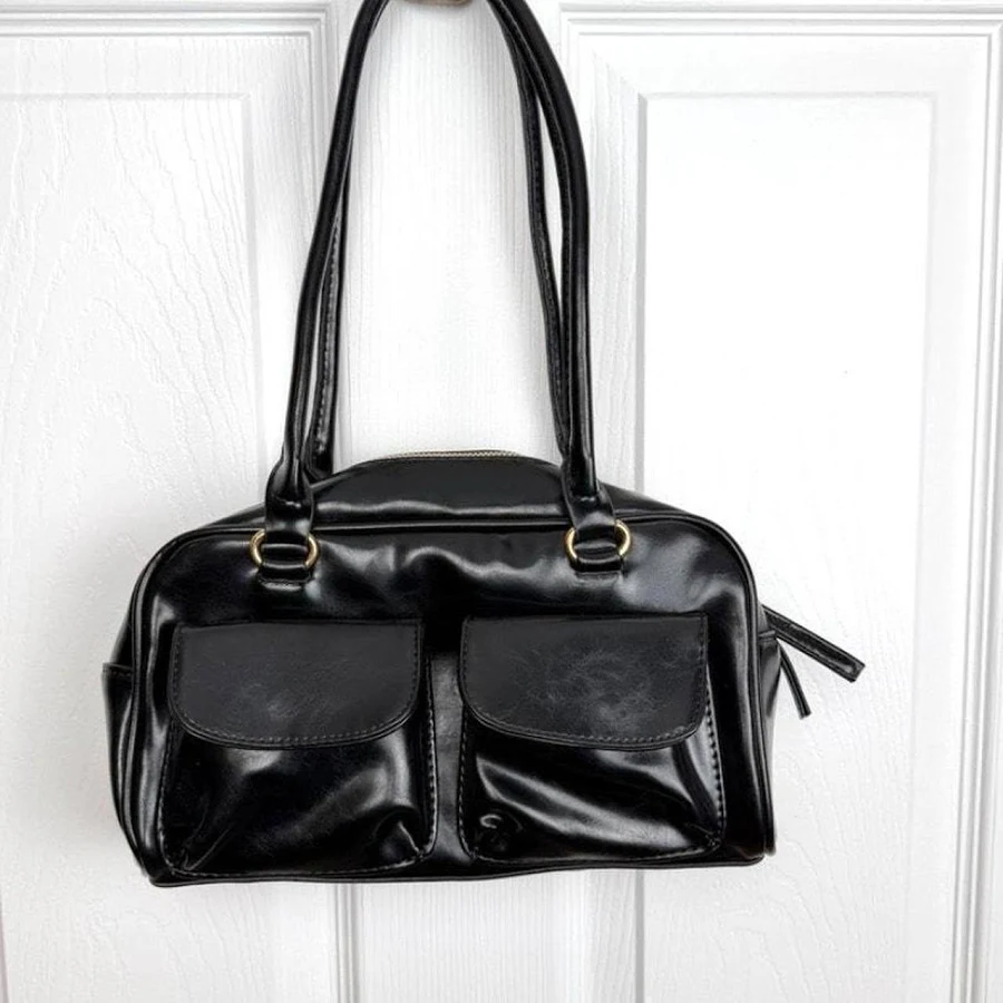 bag Faux Leather Shoulder Bag with Gold Hardware Depop $37.05