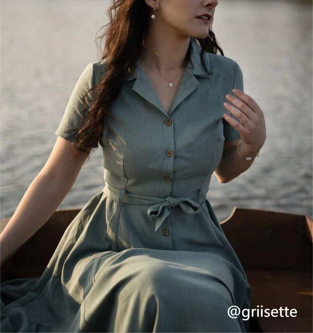 dress Fit and Flare Linen Midi Dress Etsy - xiaolizi $71.1