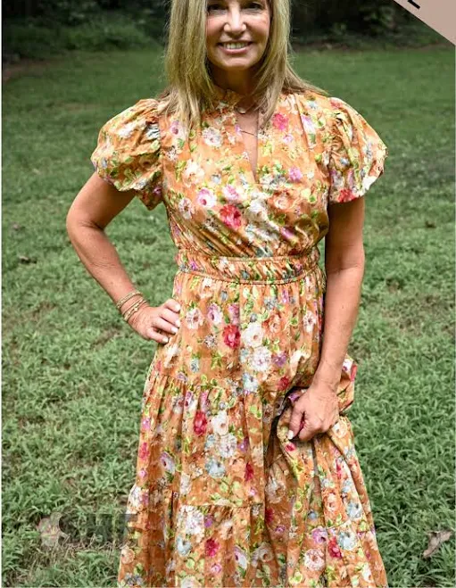 dress Floral Terra Cotta Tiered Maxi Dress She Chester $35