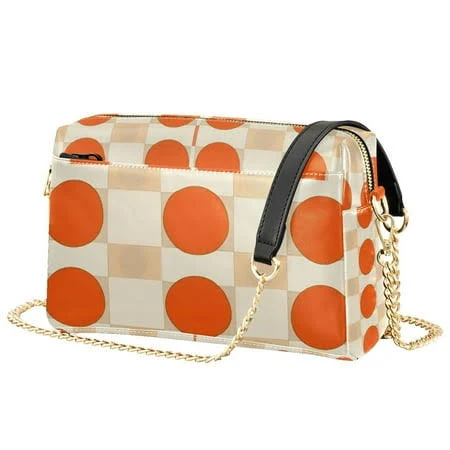 bag Formrs Women Crossbody Purse with Chain Strap Vegan Leather Shoulder Handbag, Orange Geometric Circles, Women's, Size: One size Walmart - FORMRS $31.99