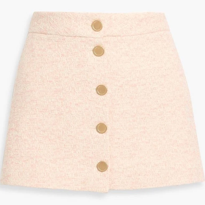 mini skirt FRAME Cotton-blend tweed mini skirt - Women - Blush Skirts - US 10 THE OUTNET $140