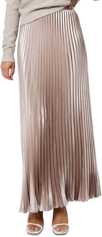 maxi skirt French Connection Women's Marielle Pleated Metallic Satin Maxi Skirt Bloomingdale's $111