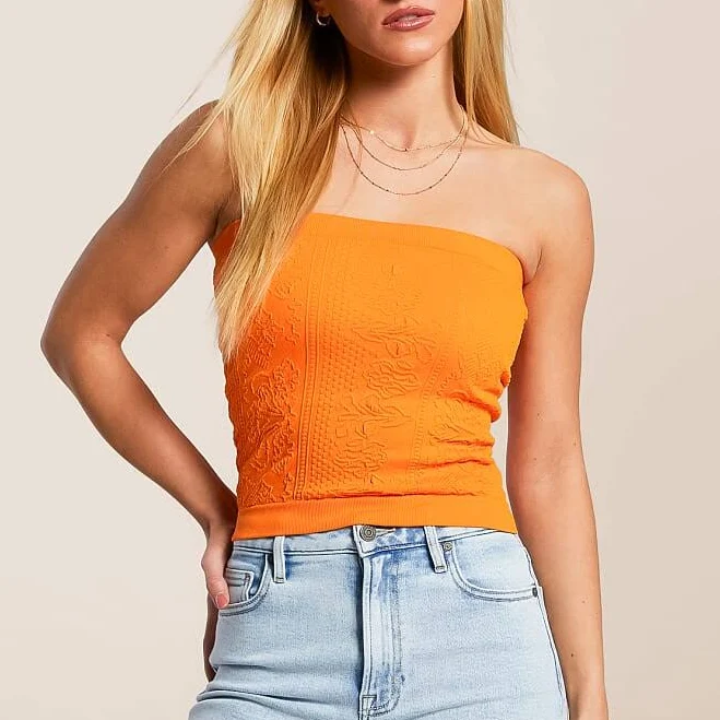 top Freshwear Women's Nylon Textured Seamless Stretch Tube Top Buckle $18