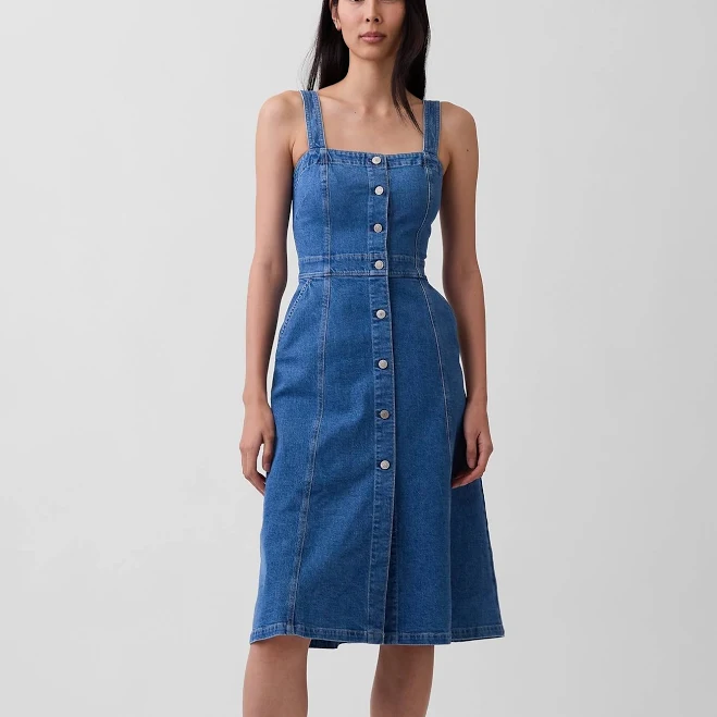 dress Gap Women's Denim Button-Front Midi Dress Gap $79