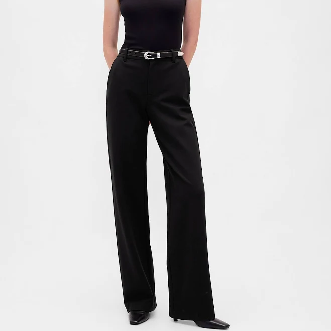 wide leg pants Gap Women's High-Rise Wide-Leg Double Knit Pants Gap $63